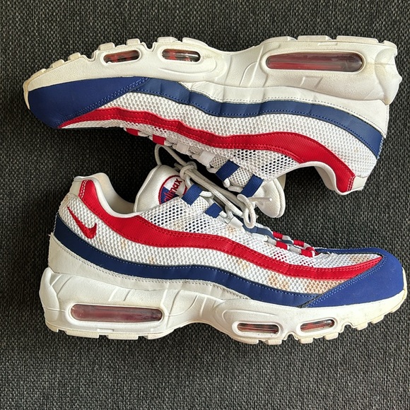 Nike Air Max 95 White Deep Royal Blue Gym Red - Picture 2 of 12